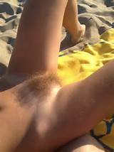 Perfect blonde pussy bush at the beach.