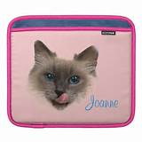 Cute Girly Pink Blue Pussy Cat Personalized iPad Sleeves | Zazzle