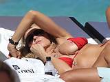 Rita Rusic Red Bikini Nipple Slip In Miami