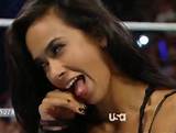 AJ Lee sexy licking her sexy, lickable lips video from Monday night's ...