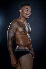 Straight Ebony Muscular Tattooed Thug Hunk Male In Underwear Briefs