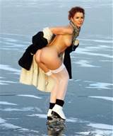 is this woman mad? woman nude on ice