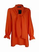 Orange Pussy Bow Blouse