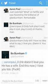 Twitter conversation between Aaron Paul and Bo Burnham