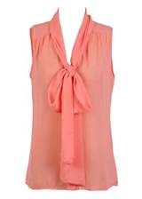 ... Tops â€º Day Tops â€º Glamorous Coral Pussy Bow Sleeveless Blouse