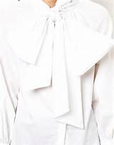 Asos Exclusive Exaggerated Pussy Bow Blouse in White