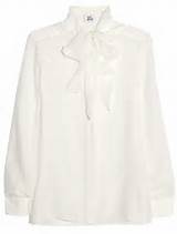 Iris & Ink White Silk Pussy-Bow Blouse