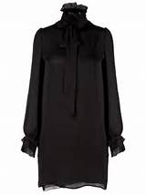 Black silk funnel neck pussy bow dress from emilio pucci featuring a ...