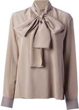 Victoria Beckham Pussy Bow Blouse in Gray (grey)