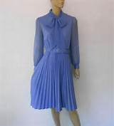 70's Pussy Bow Dress, Vintage 70's Ascot Tie Accordion Pleated Dress