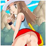 blue_(pokemon) hat leaf_(pokemon) lowres miniskirt no_panties pokemon ...