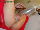 hot brunette pumps her pussy with a pump