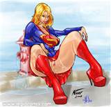 Supergirl cooling off her pussy on a hot summer day