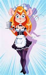 ... hackwrench long hair maid mouse girl orange hair thighhighs | Hypnohub