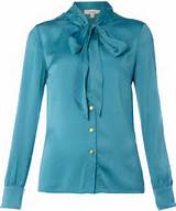 Linea Long Sleeve Pussy Bow Blouse in Blue (teal)