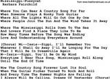 Country music song: Mississippi-Pussycat lyrics and chords